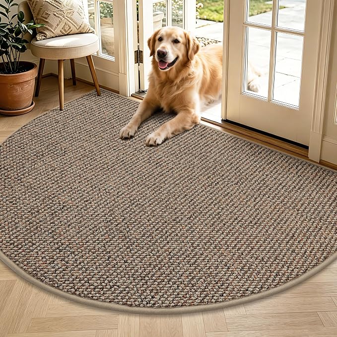BEQHAUSE Dirt Trapper Door Mat 48" x 72" Half Circle Non Slip Washable Doormats by BEQHAUSE