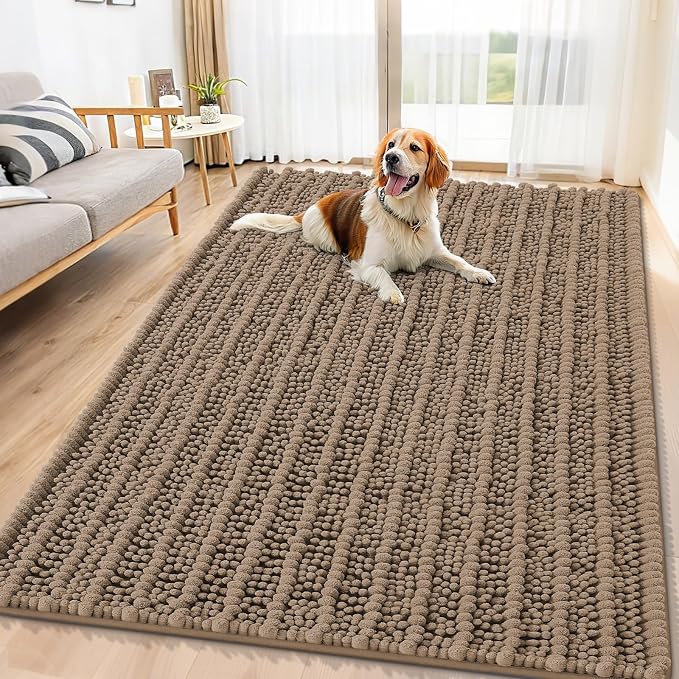 Smiry Dog Door Mat for Muddy Paws 71x46, Absorbent Dirt Trapper, Non-Slip by Smiry