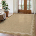 LIVEBOX Scalloped Washable Outdoor 5x7 Rug, Easy Jute Tan Rug by LIVEBOX
