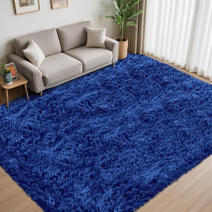 6x9 Area Rug for Living Room:Ultra Soft Fluffy Shag Navy Blue Rugs, Large Fuzzy - Image 2