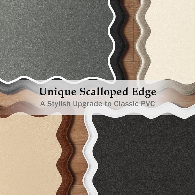 Arenarug Scalloped Black White Kitchen Mats Rugs Sets of 2 Cushioned Anti - Image 3