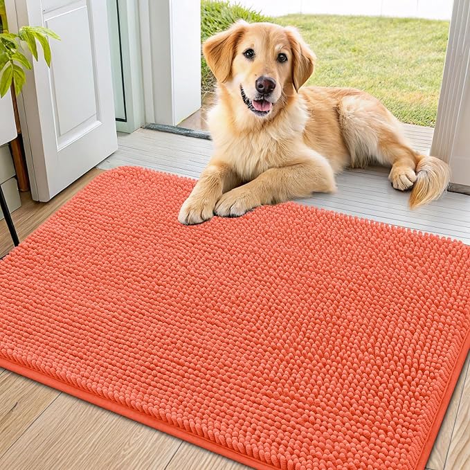 Smiry Dog Door Mat for Muddy Paws 36x24, Absorbent Dirt Trapper, Non-Slip by Smiry