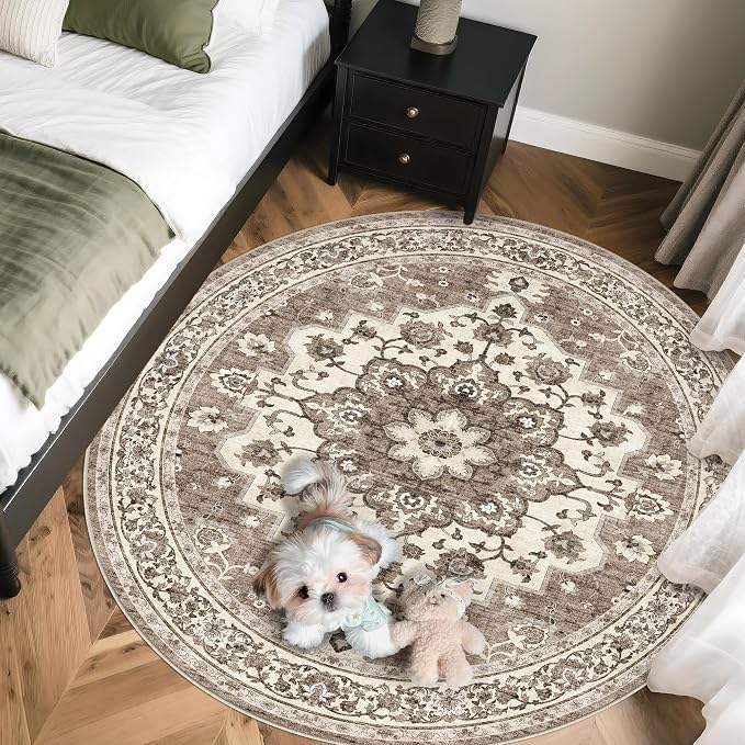 TOPRUUG Washable Oriental Area Rug - 5ft Round Rugs - Image 3