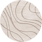 SAFAVIEH Florida Shag Collection 6'7" Round Cream/Beige SG471 Abstract Wave - Image 3