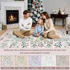 Round Area Rug for Living Room: 8 ft Floral Washable Circle Rug Soft Boho - Image 9