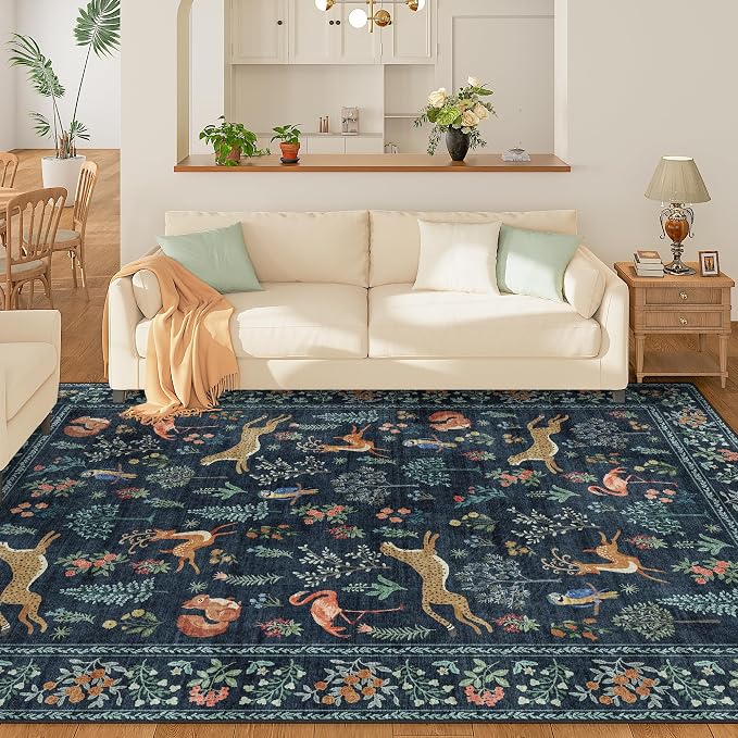 DUKINO 9x12 Rug, Washable Animal Living Room Rug - Image 3