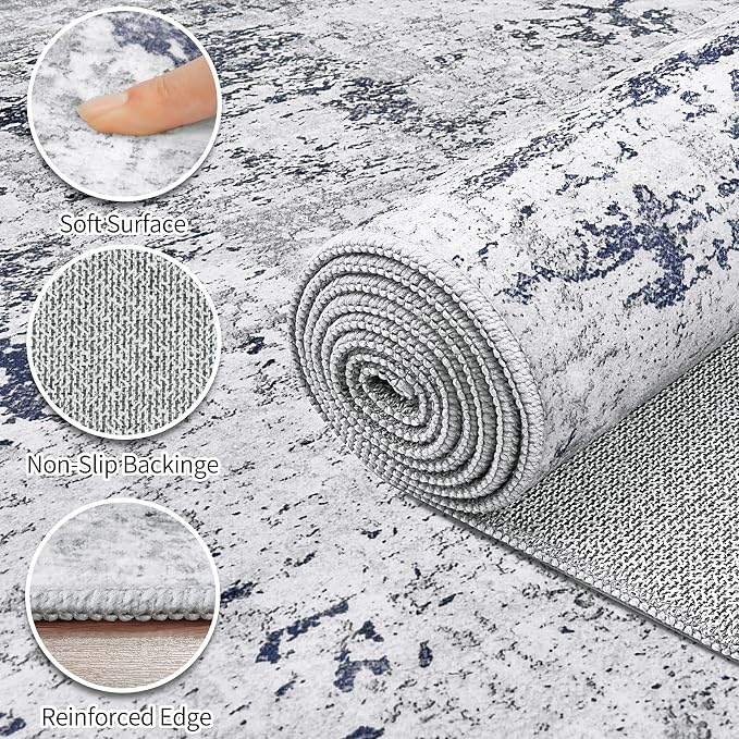 Area Rugs 8x10 Living Room: Large Modern Abstract Washable Rug Soft Anti-Skid - Image 8