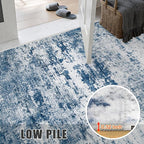 2'x6' Runner Rug Washable Rug: Modern Abstract Soft Thin Runner Rug Blue - Image 7