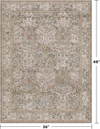 Vintage Moss Green Entryway Rug, 3x4 Washable Area Rugs - Image 2