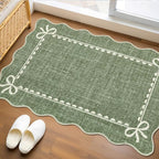 GarveeHome Scalloped Bow Rug for Kitchen Floor, Solid Green Rug for Dorm by GarveeHome