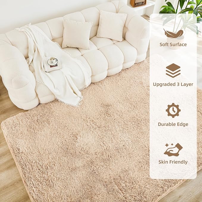 Litanika 8x10 Shag Area Rug for Living Room Bedroom, Non-Shedding Modern Indoor - Image 4