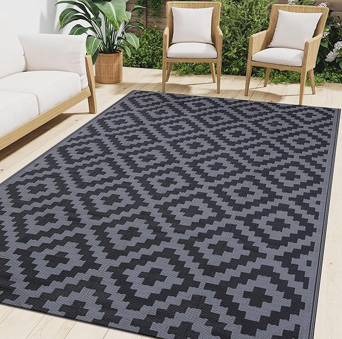 Smiry Waterproof Outdoor Rug 6x9 ft, Reversible Plastic Straw Patio Camping Rugs by Smiry