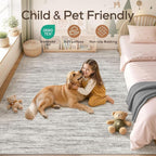 Nakagishi 10X12 Area Rugs Living Room: Washable Large Vintage Rug Neutral - Image 4