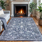 KILOCOCO Area Rug 4x6 Entryway Rug Washable Printed Vintage Floral Rubber - Image 2