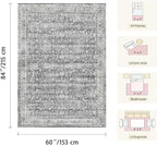 Latte&Fog 5x7 Grey Rugs for Living Room, Vintage Washable Area Rug for Bedroom - Image 2
