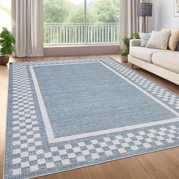 Small Bedroom Area Rug 3x5 Checkered Area Rug - Image 8