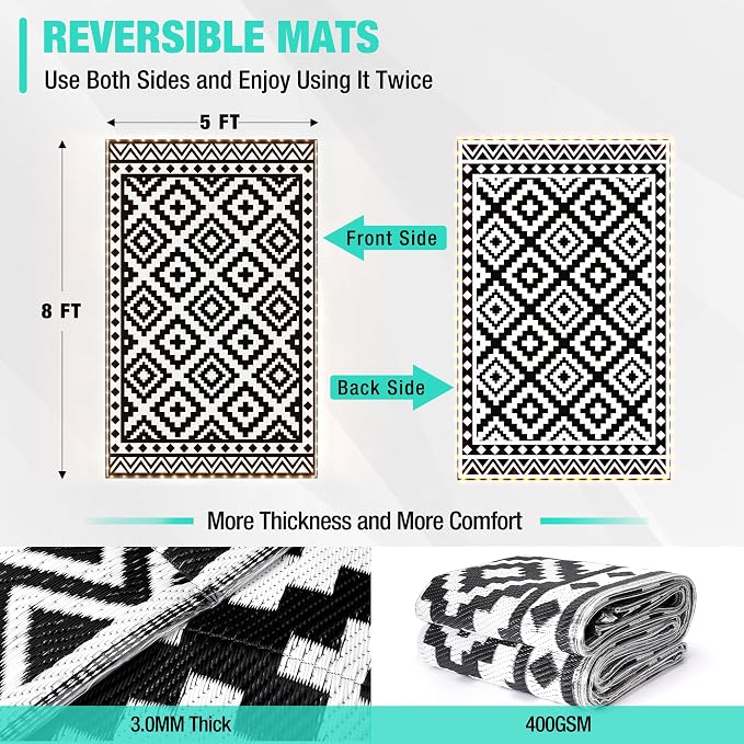HAUSHOF 5'X8' Outdoor Rug Waterproof - Image 2