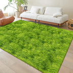 Tie Dyed Grass Green Shag Rug 5x8, Soft Plush Green Fluffy Rug Large Fuzzy Area by TENNOLA
