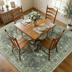 RELEANY Area Rugs Square 7ft Washable Non-Slip, Floral Vintage Distress by RELEANY