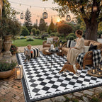 HUGEAR Outdoor Waterproof Rug 8'x10' Plastic Straw Rugs Washable Reversible by HUGEAR
