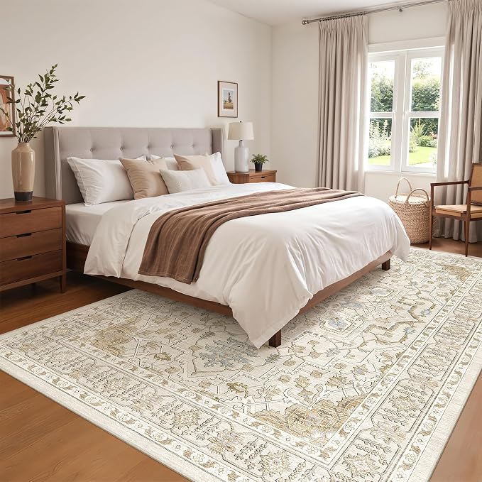 befbee 5x7 Area Rug for Living Rooms, Stain Resistant Neutral Washable Rugs for - Image 7