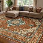 RELEANY Area Rugs 8'x10' Washable Non-Slip, Floral Vintage Distress Medallion by RELEANY