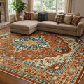 RELEANY Area Rugs 7'x10' Washable Non-Slip, Floral Vintage Distress Medallion by RELEANY