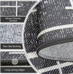 Non Slip Hallway Runner Rug 2.6x12, Modern Distressed Stripe, Washable Extra - Image 4