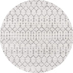 JONATHAN Y Boho Vintage Diamond Cream/Gray Round Area Rug 5 ft, Moroccan Hype - Image 2