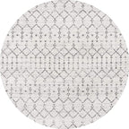JONATHAN Y Boho Vintage Diamond Cream/Gray Round Area Rug 6 ft, Moroccan Hype - Image 2