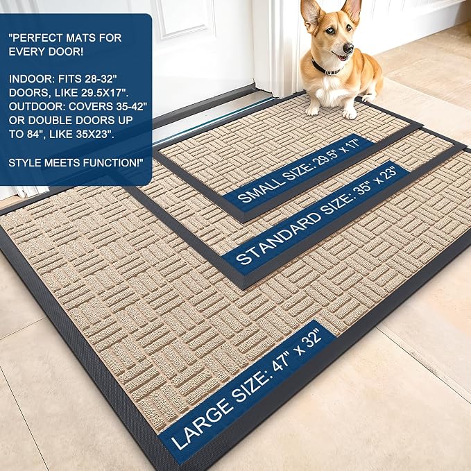 OLANLY Front Door Mat Outside Entrance 71x23, Heavy Duty Sturdy Natural Rubber - Image 2