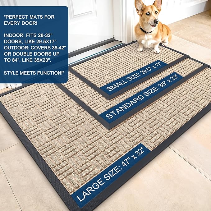 OLANLY Front Door Mat Outside Entrance 47x23, Heavy Duty Sturdy Natural Rubber - Image 2