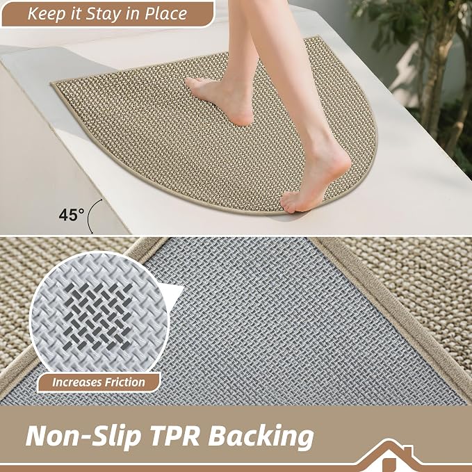 BEQHAUSE Dirt Trapper Door Mat 32" x 48" Half Circle Non-Slip Washable Doormats - Image 4