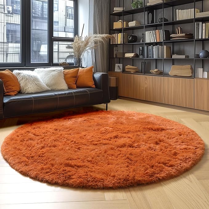 Amdrebio Burnt Orange Round Rugs 6Ft - Image 3