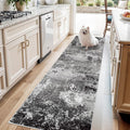 3x8 Washable Hallway Runner Non-Slip Abstract Modern Neutral Wide Carpet Runner by BYYVOORugsforYourHome