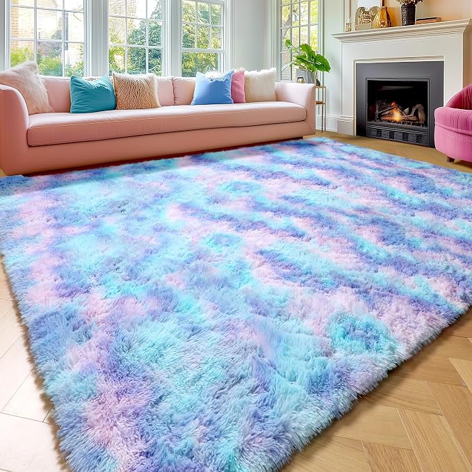 Amdrebio Purple Rainbow Mermaid Area Rugs 9x12 - Image 5