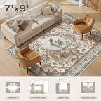 7x9 Area Rugs Living Room: Washable Vintage Rug Large Non-Slip Stain Resistant - Image 8