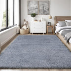 Area Rug for Living Room Bedroom: 6x9 Grey Soft Fluffy Shag Upgrade Non-Slip - Image 2