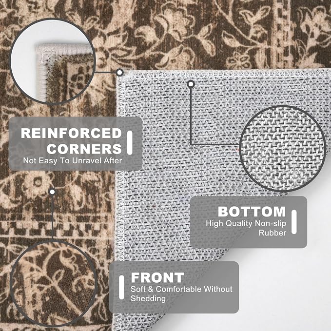 KILOCOCO Hallway Runner 2x8 Rug Runner Washable Kitchen Runners Printed Floral - Image 5