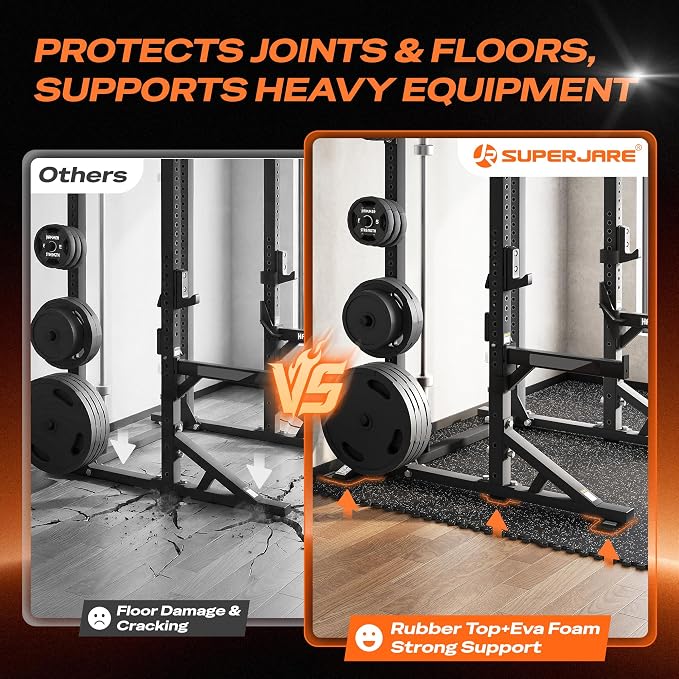 SUPERJARE 0.56'' Thick 24 Pcs 96 Sq Ft Rubber Top Exercise Equipment Mats - Image 4