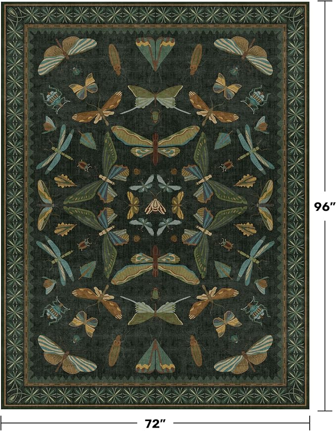 6x8 Dark Green Washable Dining Room Rug - Image 2