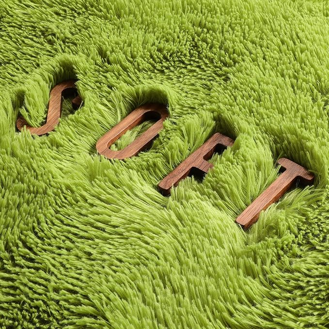 Grass Green Round Rugs 5Ft for Bedroom, Fluffy Shaggy Circle Area Rugs for Kids - Image 6