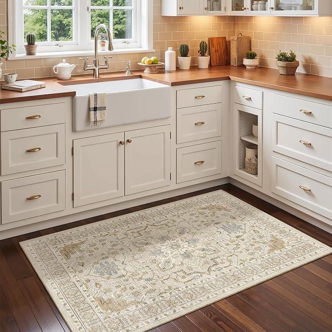 Madane Washable Area Rug 2x3, Small Entryway Rug Non-Slip Vintage Door Mat - Image 4