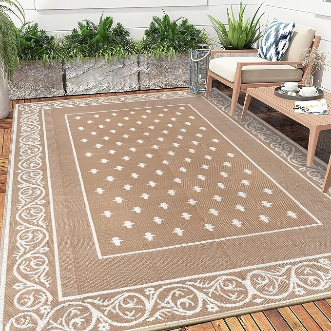 Pauwer Waterproof Outdoor Rug 6x9, Reversible Plastic Straw Patio Camping Rug - Image 7