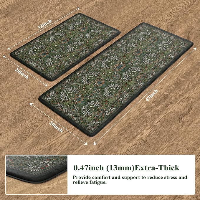Collive Anti Fatigue Kitchen Rugs Sets of 2, Non Slip Waterproof Kitchen Mat - Image 2