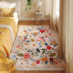 Rugcomf Area Rug 4x6 Rug Washable Boho Rugs Non Slip Low Pile Floral Small - Image 4