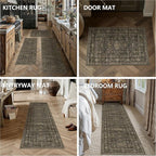 Kitchen Rug Set of 3 Washable Brown Vintage Kitchen Mats - Image 7