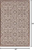 JONATHAN Y Vintage Filigree Indoor Outdoor Area Rug 4X6 Taupe/Espresso - Image 2
