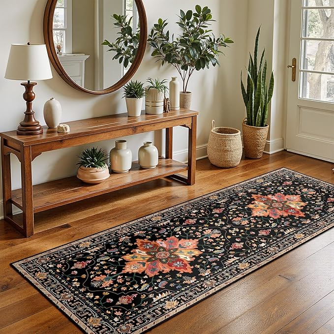RELEANY Area Rugs Runner 2'x5' Washable Non-Slip, Floral Vintage Distress - Image 2