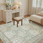 Soalmost 5x7 Area Rugs Green/Brown Low Pile Indoor Washable Trendy Faded Style - Image 4